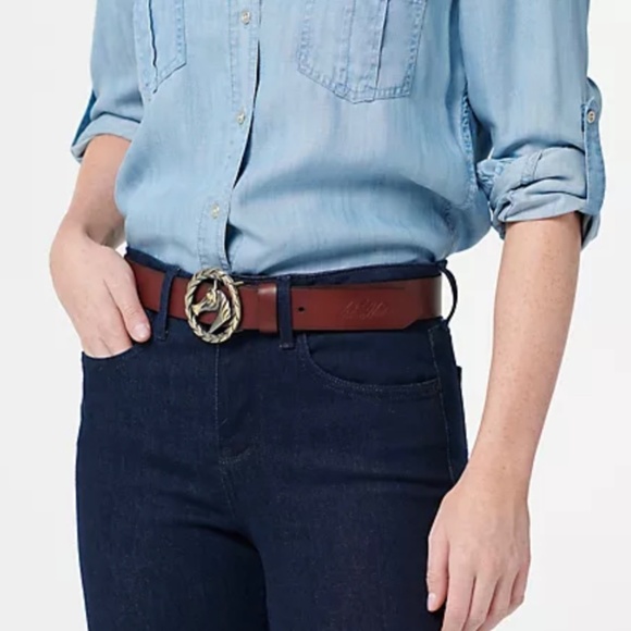 Patricia Nash Leather Morely Horse Buckle Belt Black SZ Large - Picture 8 of 8